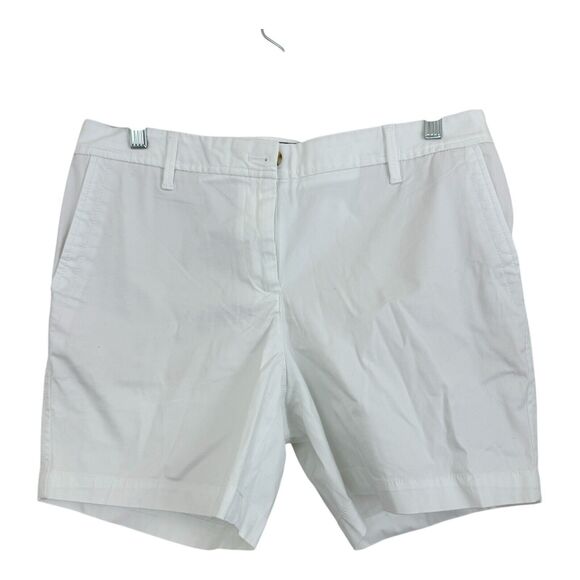 Talbots Relaxed Chino Shorts Petite Sz 8P White Pockets 6" Inseam DEFECT - Picture 1 of 8
